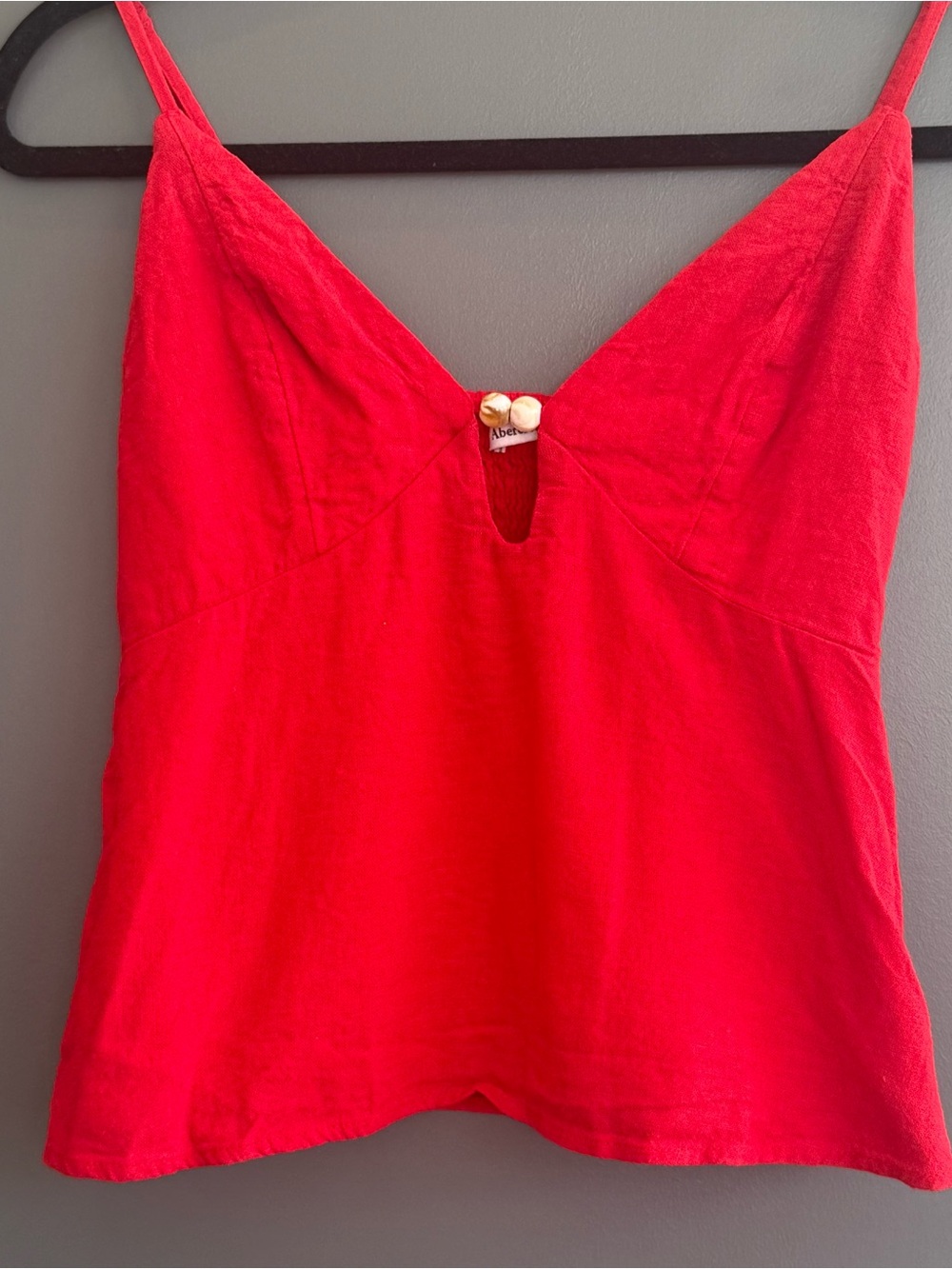 Abercrombie & Fitch Red Spaghetti-Strap Camisole with Bead Detail